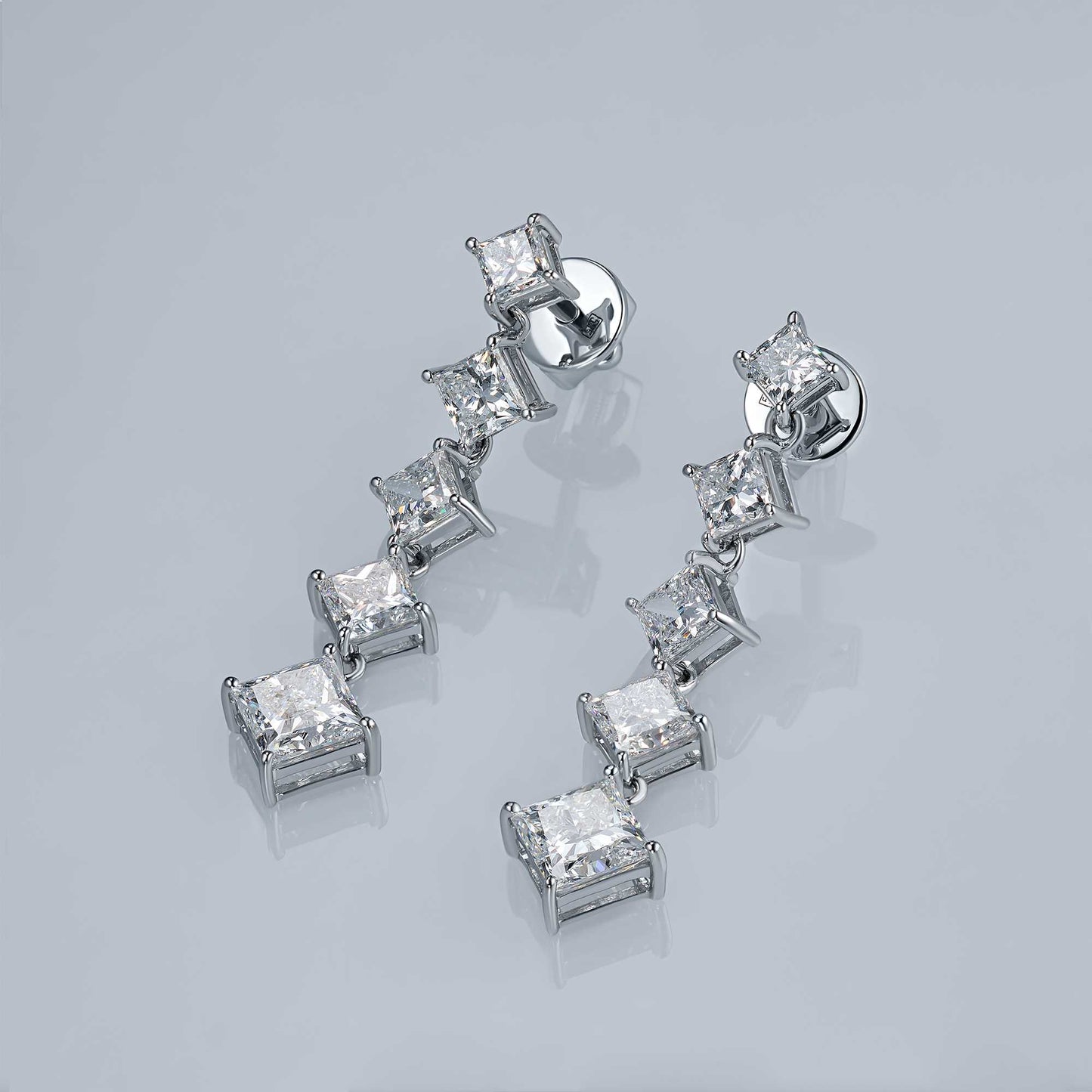 14K White Gold Without Nickel Earring Studs with Lab-Created Diamonds 5.360 CT.TW