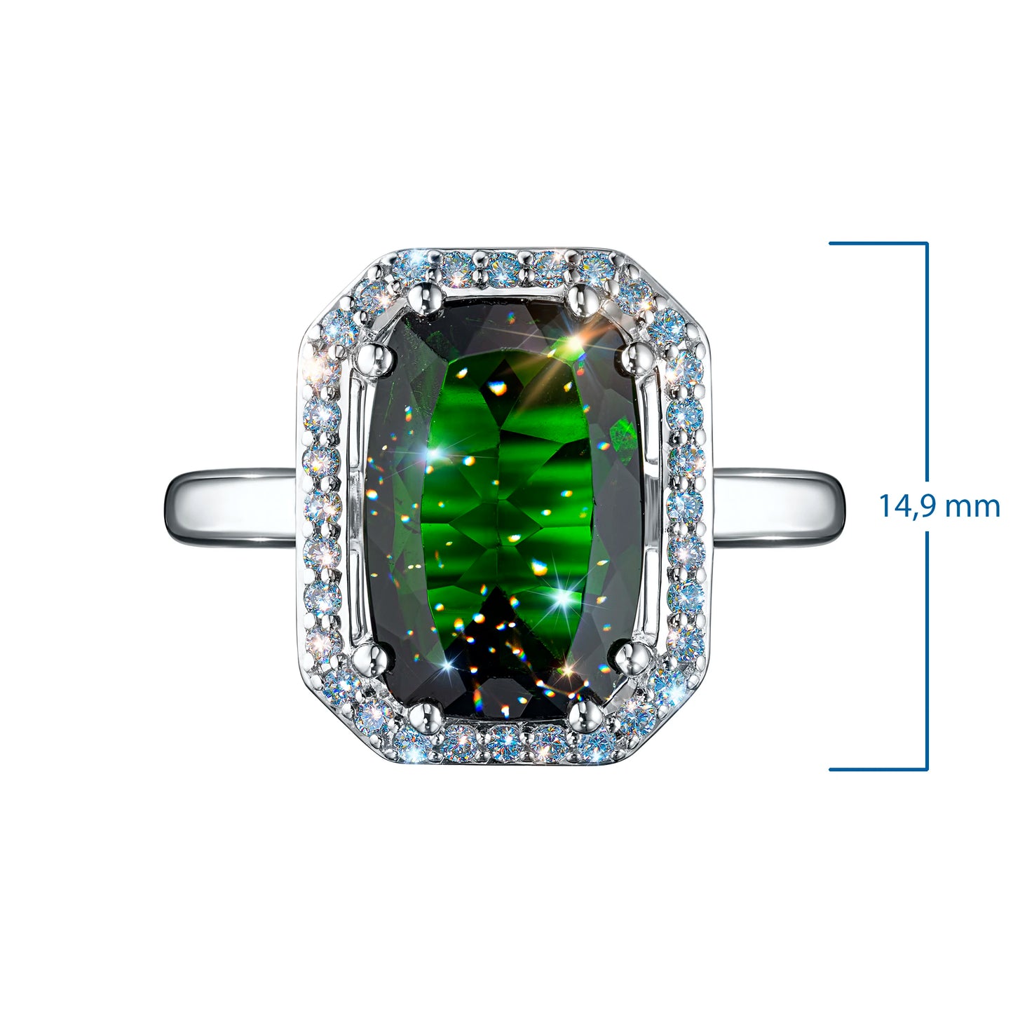 14K White Gold Ring with Chrome diopside and Lab-Created Diamonds 4.690 CT.TW