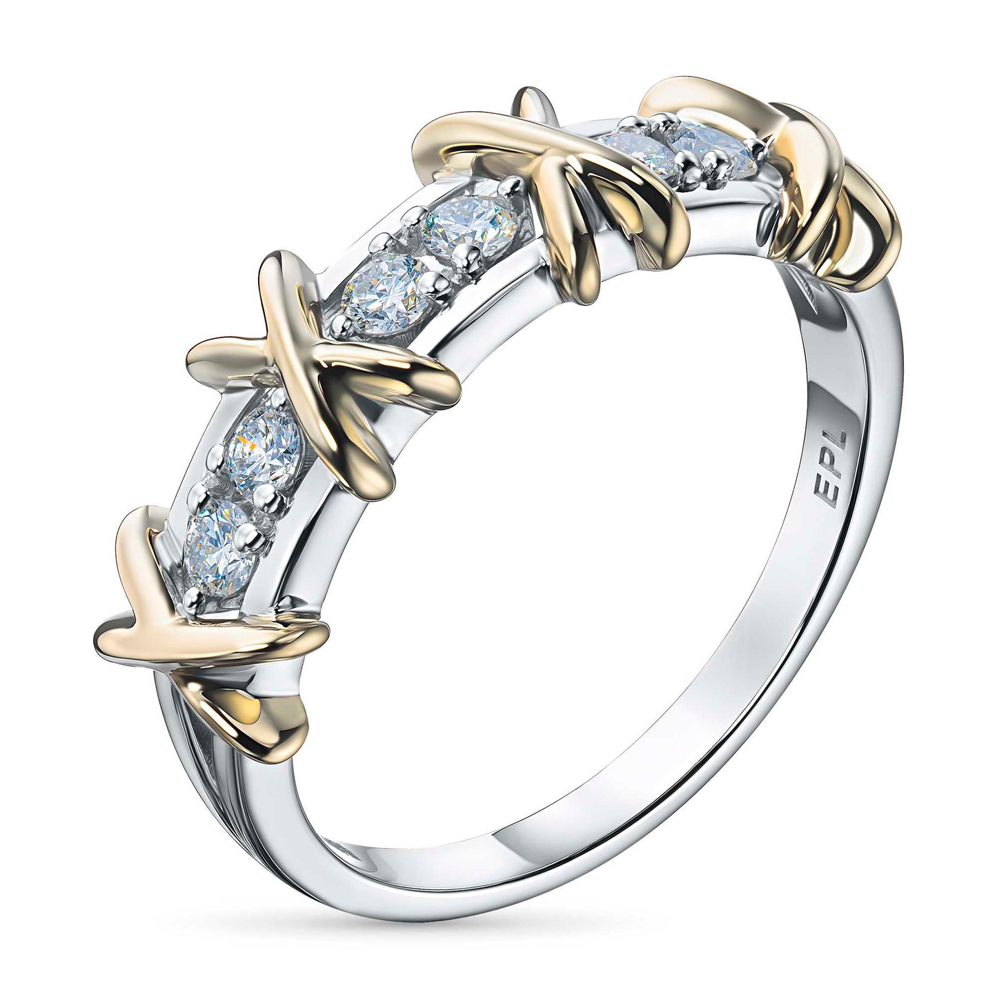 14K White-yellow Gold Ring with Lab-Created Diamonds 0.360 CT.TW