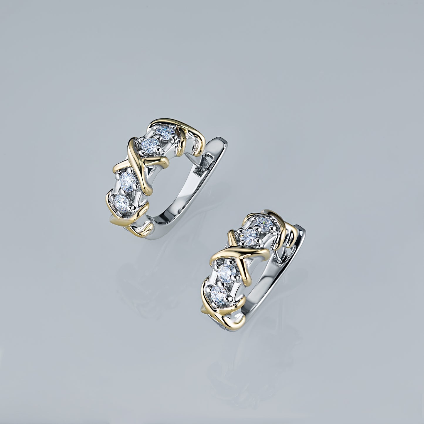 14K White-yellow Gold Earrings with Lab-Created Diamonds 0.280 CT.TW