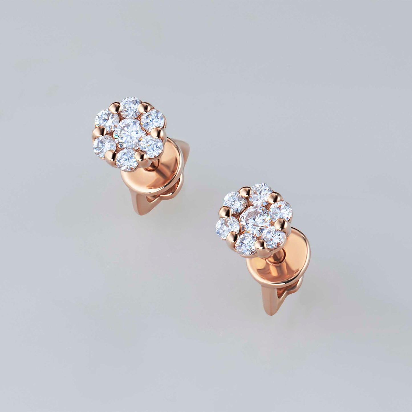 14K Rose Gold Earring Studs with Lab-Created Diamonds