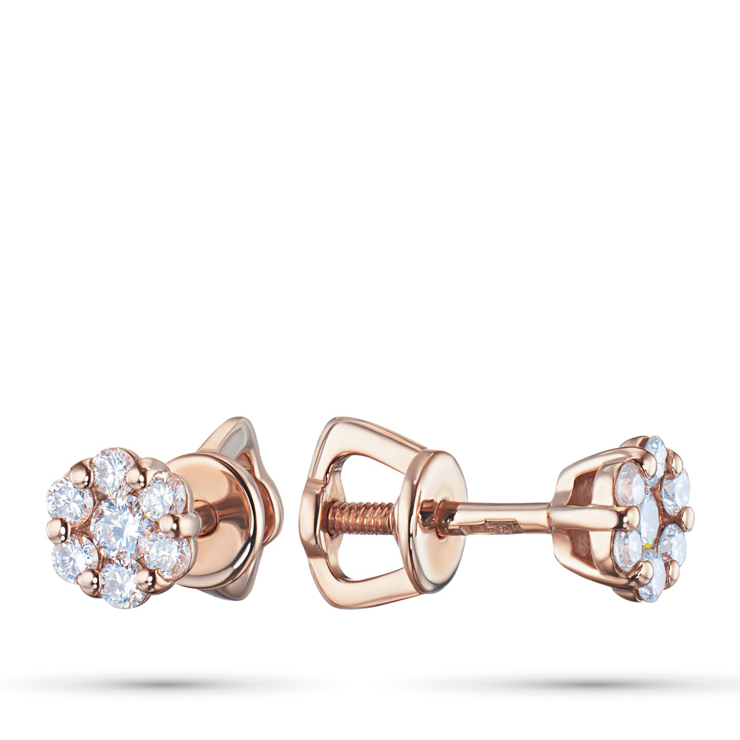 14K Rose Gold Earring Studs with Lab-Created Diamonds