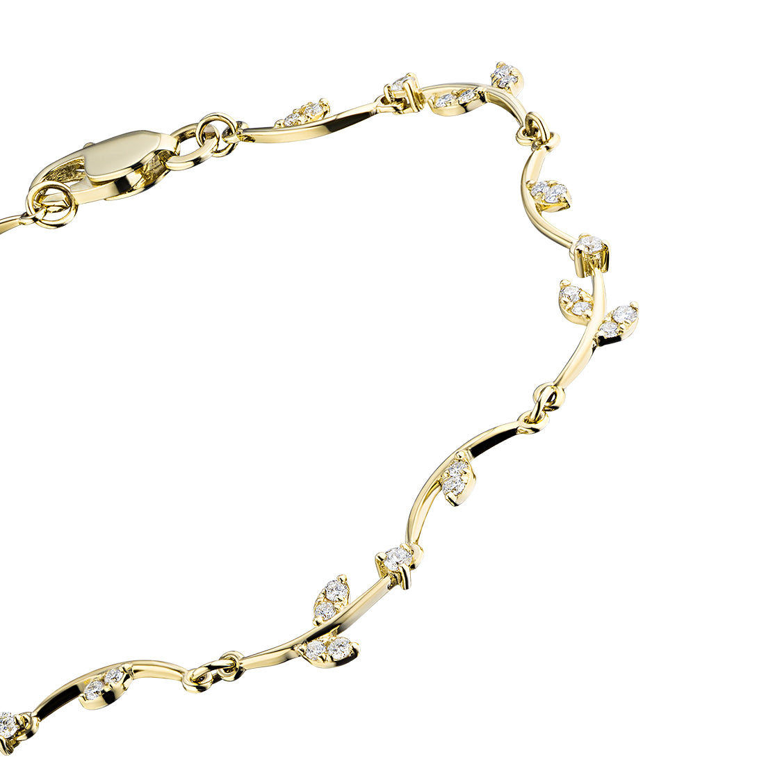 14K Yellow Gold Bracelet with Lab-Created Diamonds