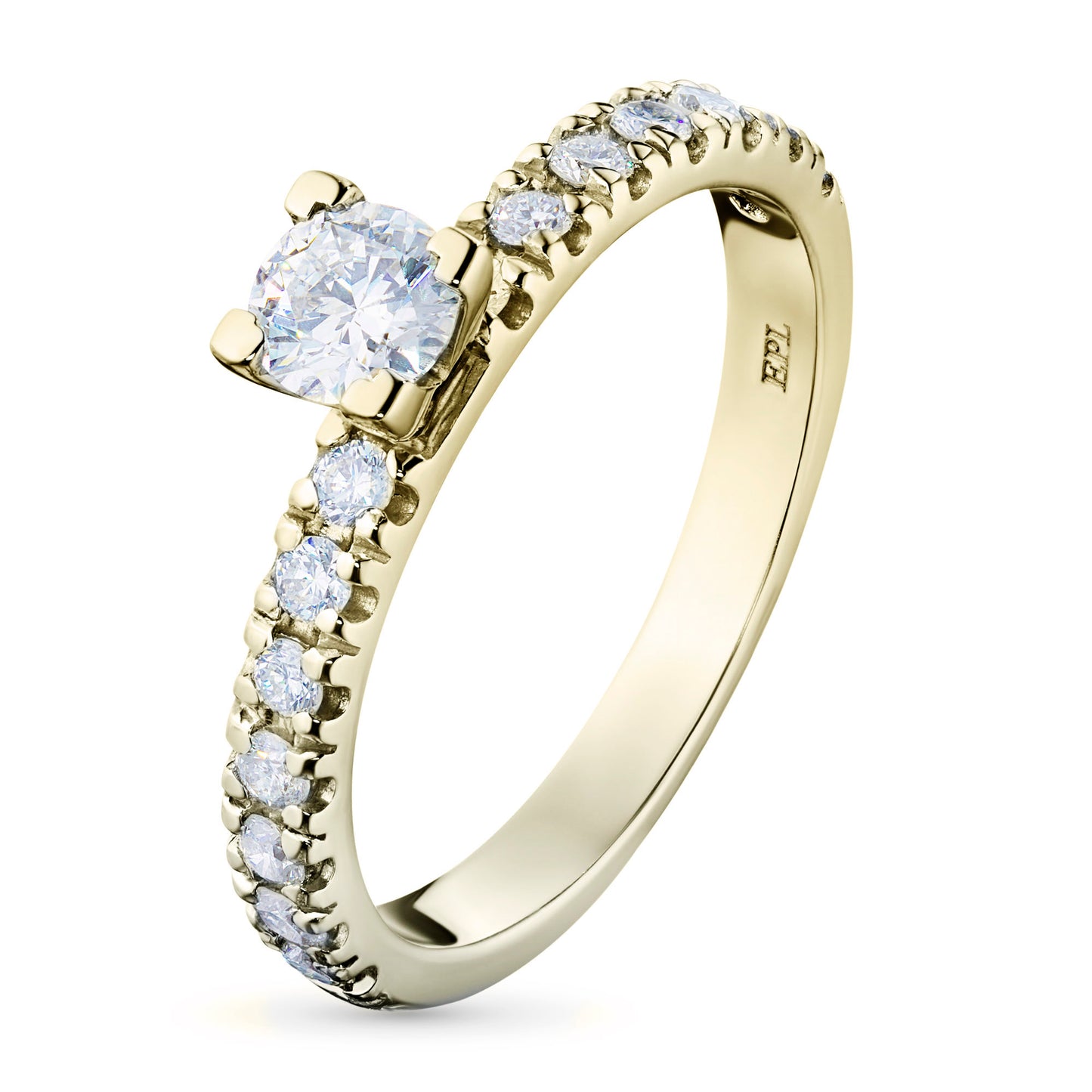 14K Yellow Gold Ring with Lab-Created Diamonds