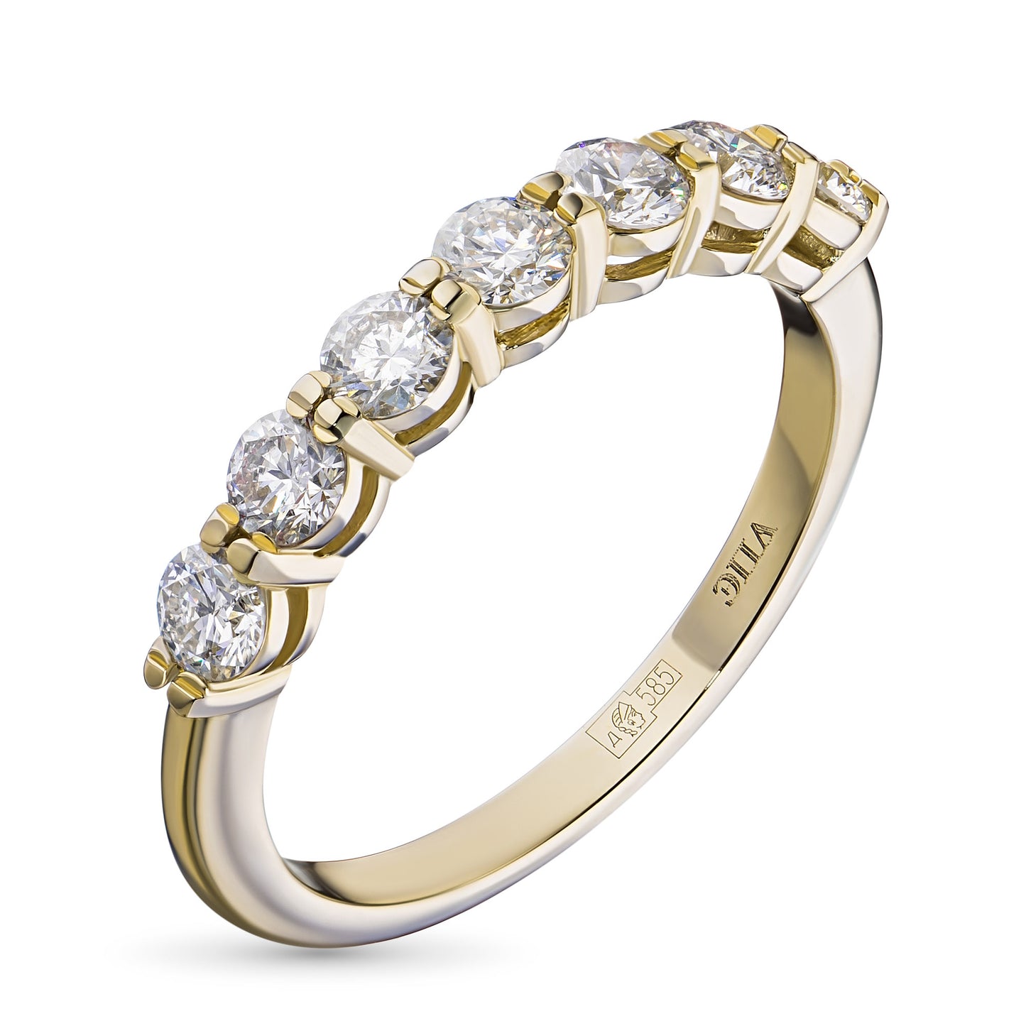 14K Yellow Gold Ring with Lab-Created Diamonds