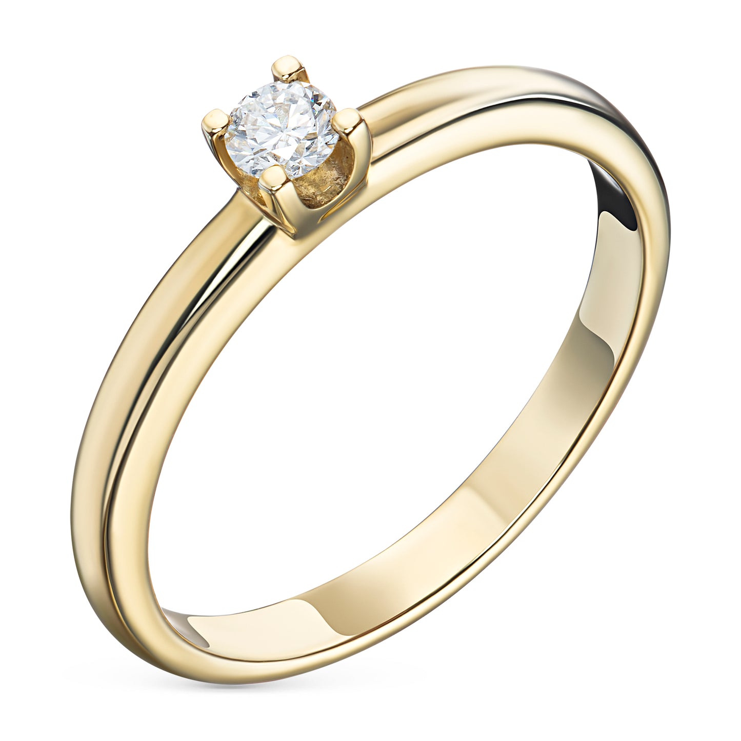 14K Yellow Gold Ring with Lab-Created Diamonds