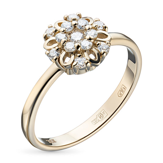 14K Yellow Gold Ring with Lab-Created Diamonds