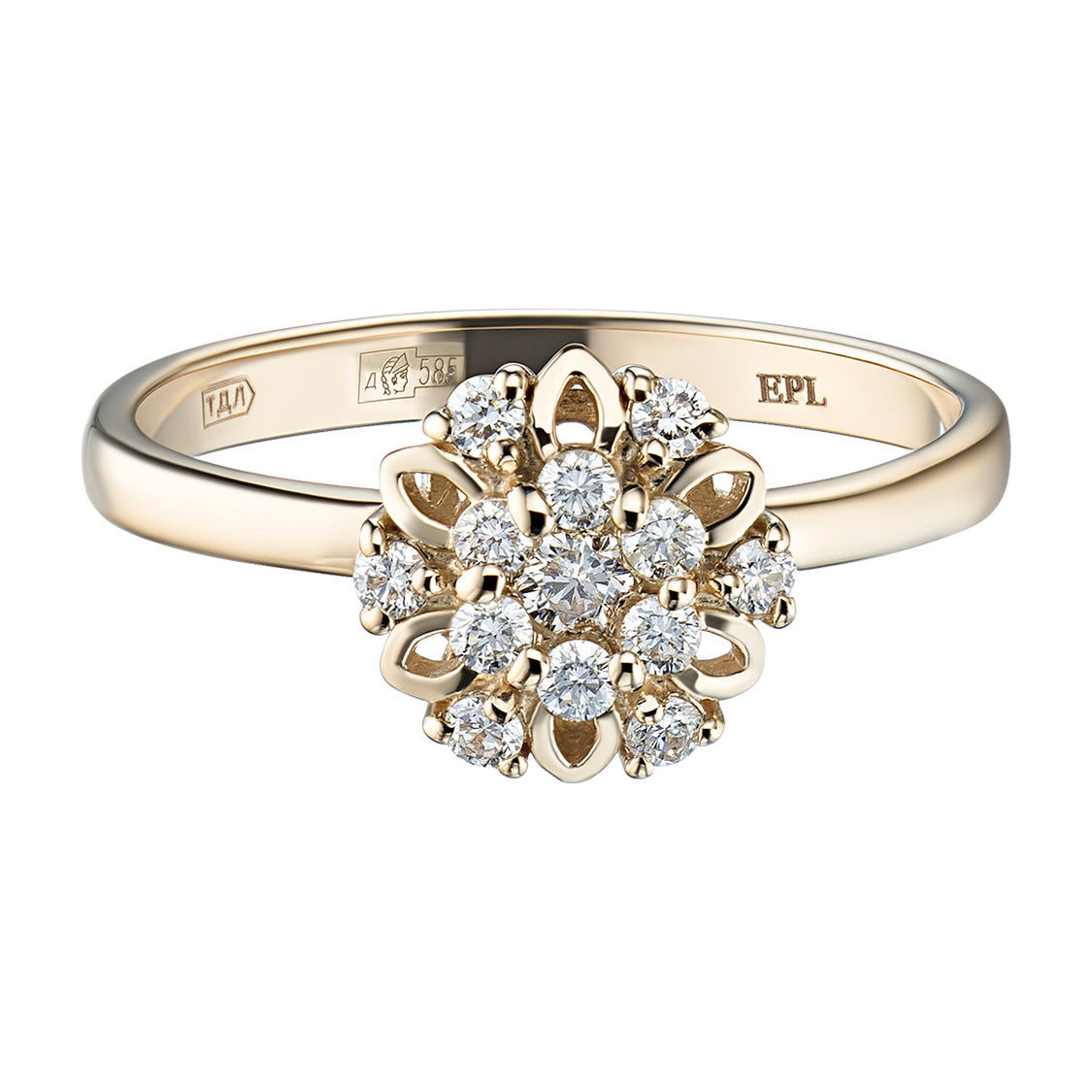 14K Yellow Gold Ring with Lab-Created Diamonds