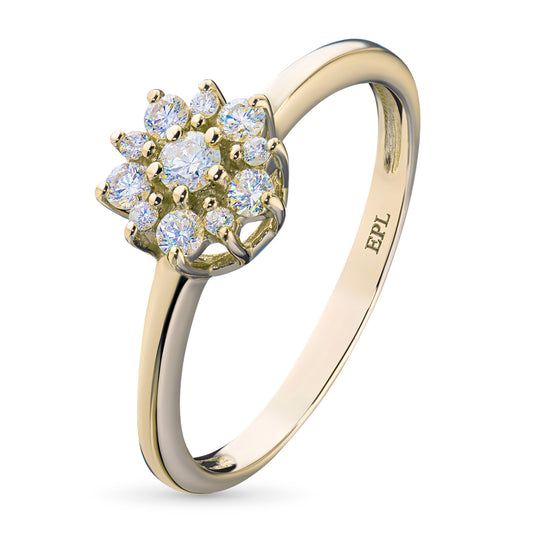 14K Yellow Gold Ring with Lab-Created Diamonds