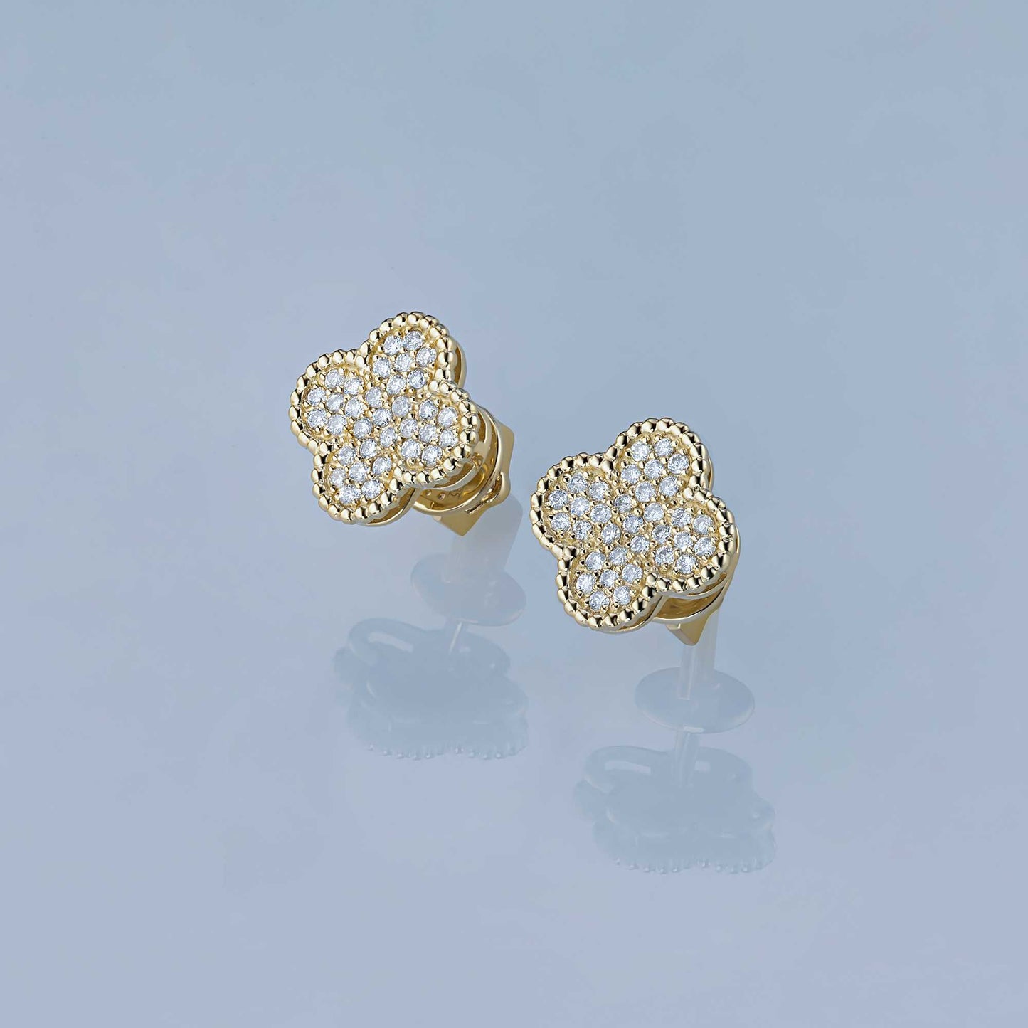 14K Yellow Gold Earring Studs with Lab-Created Diamonds