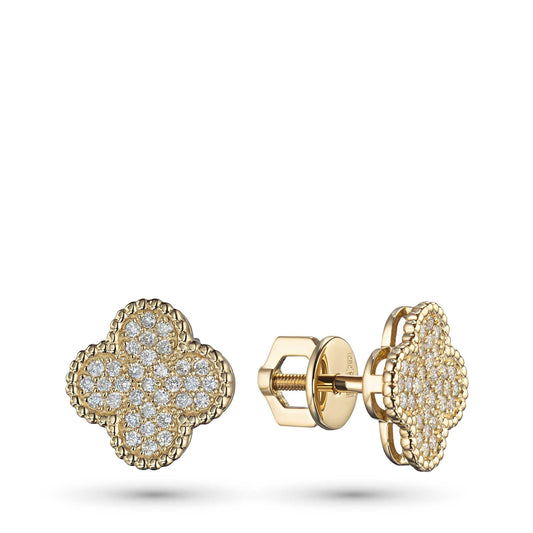 14K Yellow Gold Earring Studs with Lab-Created Diamonds