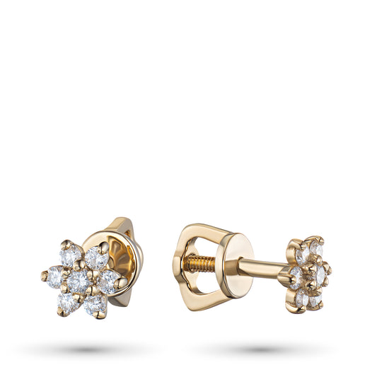 14K Yellow Gold Earring Studs with Lab-Created Diamonds