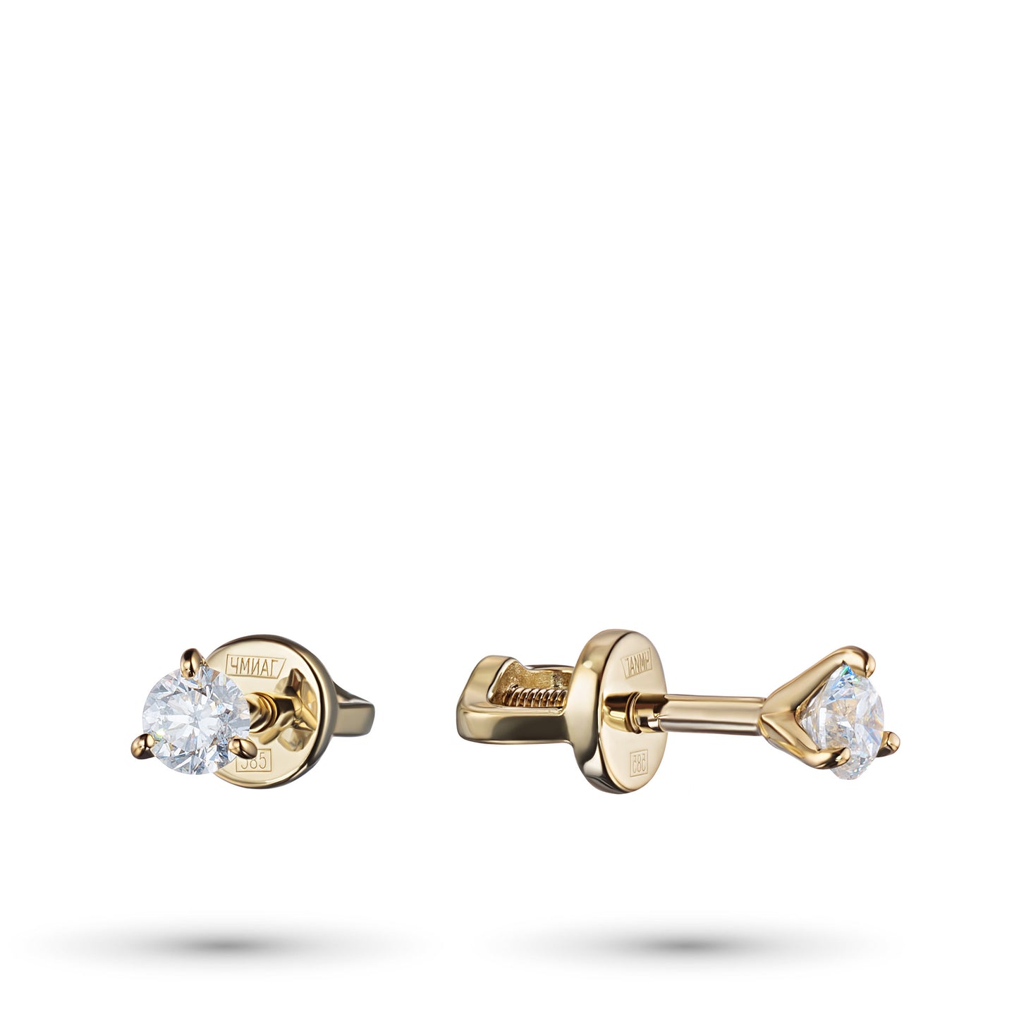 14K Yellow Gold Earring Studs with Lab-Created Diamonds