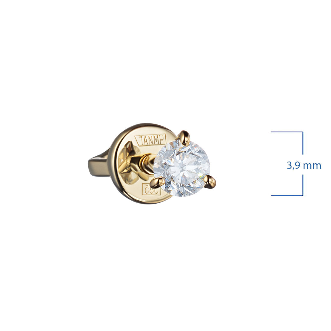 14K Yellow Gold Earring Studs with Lab-Created Diamonds