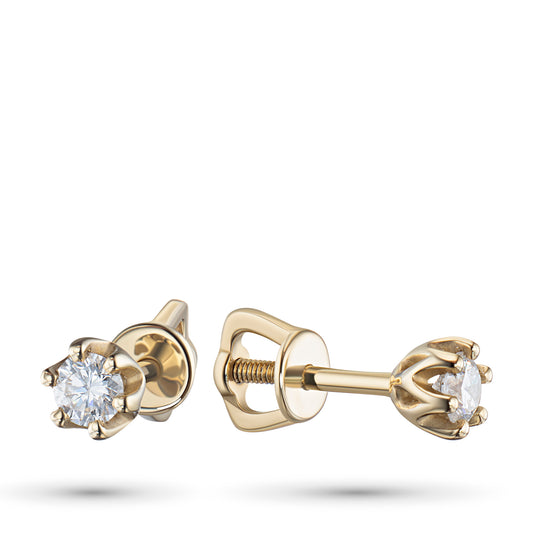 14K Yellow Gold Earring Studs with Lab-Created Diamonds