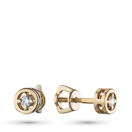 14K Yellow Gold Earring Studs with Lab-Created Diamonds 0.120 CT.TW