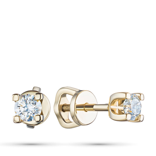 14K Yellow Gold Earring Studs with Lab-Created Diamonds