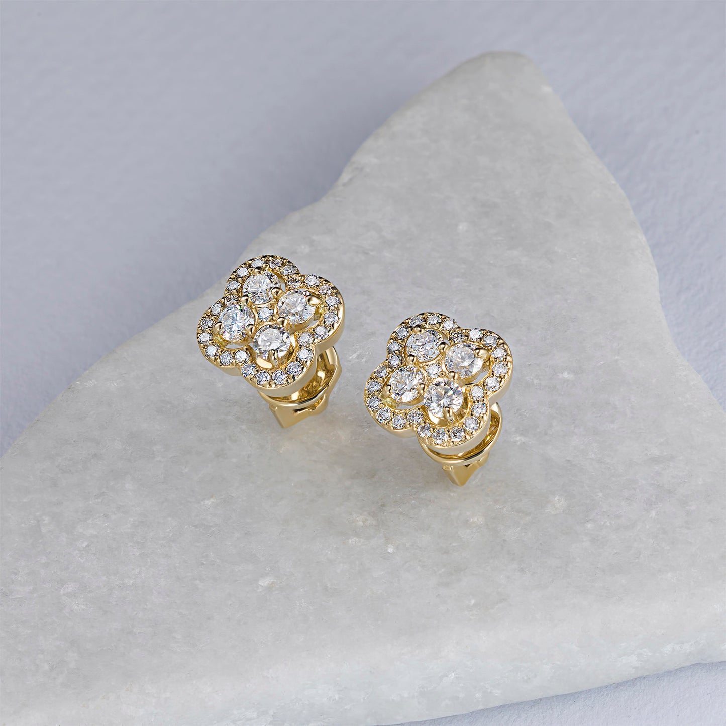 14K Yellow Gold Earring Studs with Lab-Created Diamonds