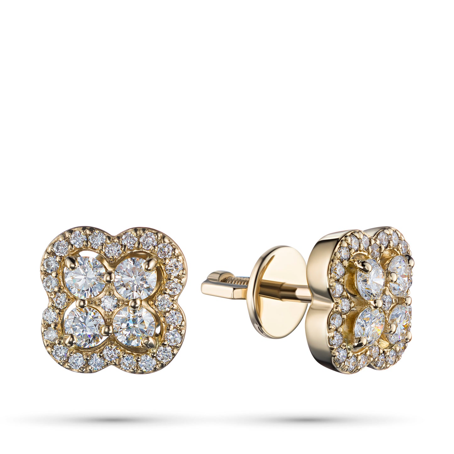 14K Yellow Gold Earring Studs with Lab-Created Diamonds