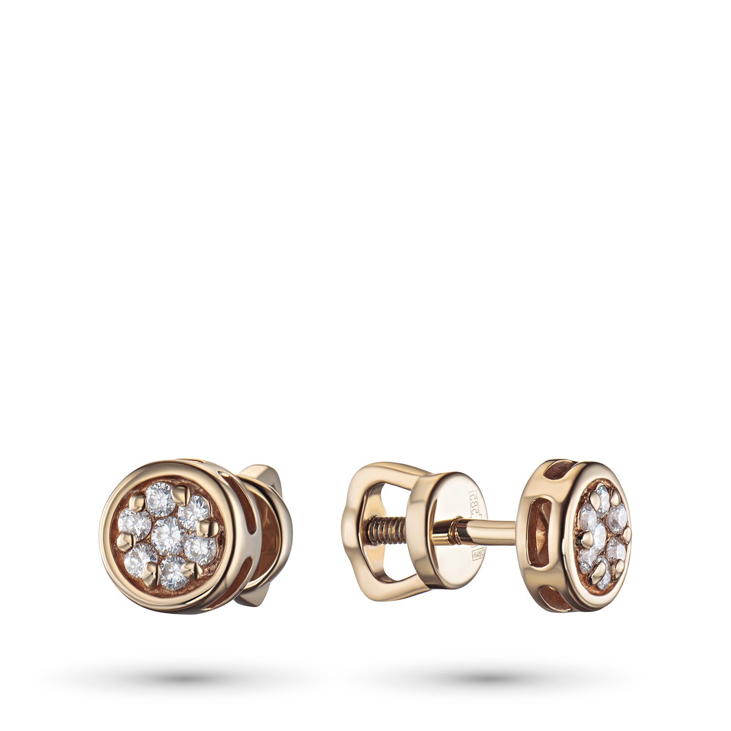 14K Yellow Gold Earring Studs with Lab-Created Diamonds