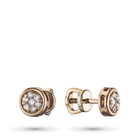 14K Yellow Gold Earring Studs with Lab-Created Diamonds