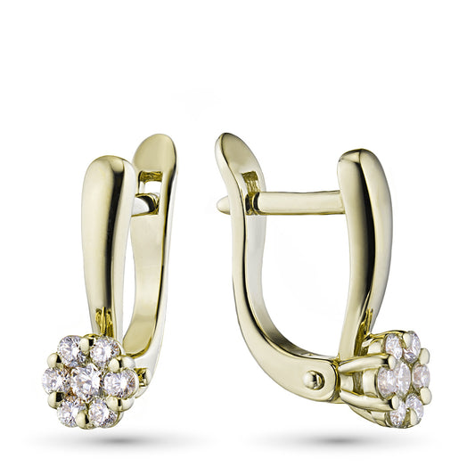 14K Yellow Gold Earrings with Lab-Created Diamonds