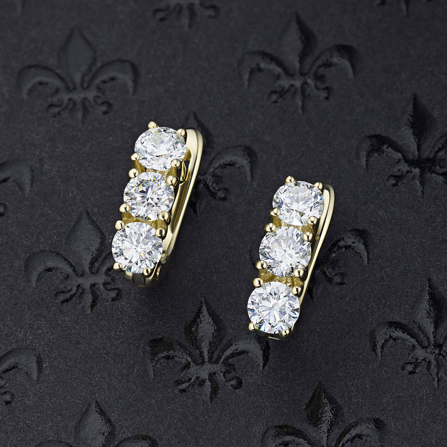 14K Yellow Gold Earrings with Lab-Created Diamonds