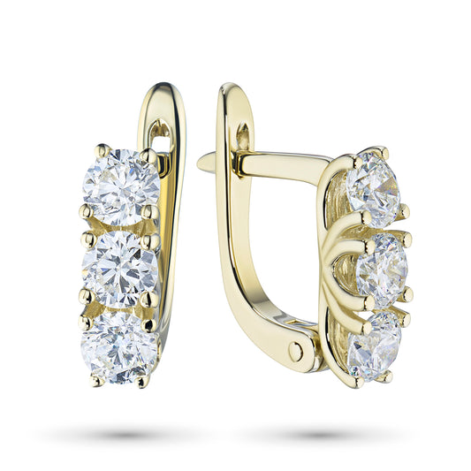 14K Yellow Gold Earrings with Lab-Created Diamonds
