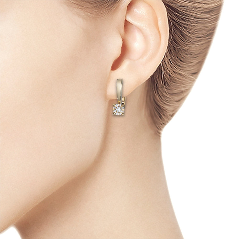 14K Yellow Gold Earrings with Lab-Created Diamonds