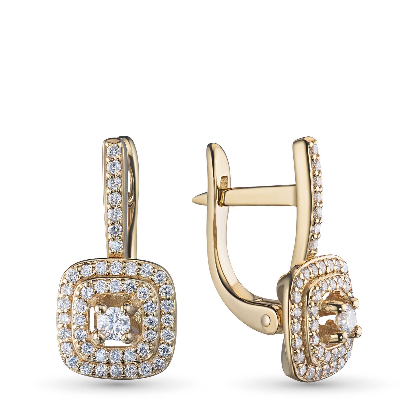 14K Yellow Gold Earrings with Lab-Created Diamonds