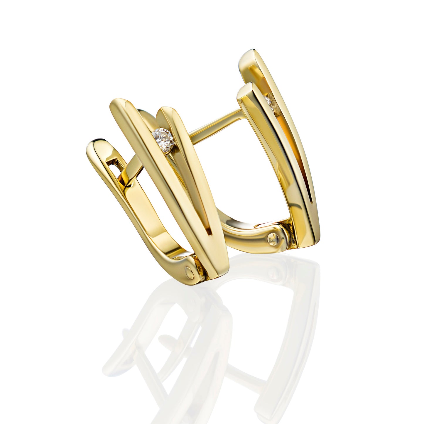 14K Yellow Gold Earrings with Lab-Created Diamonds