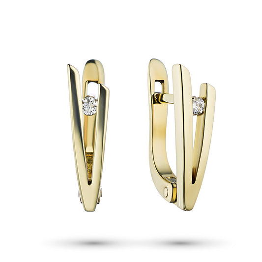 14K Yellow Gold Earrings with Lab-Created Diamonds