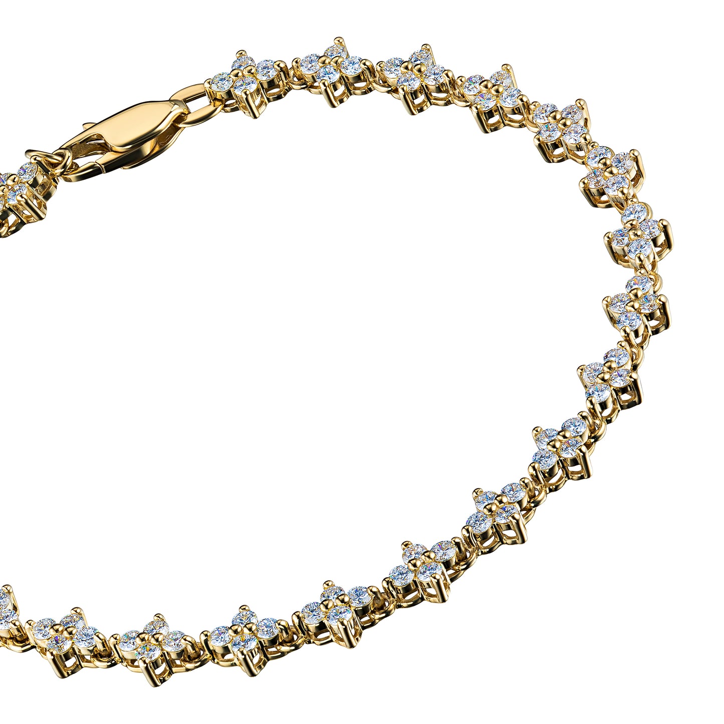 14K Yellow Gold Bracelet with Lab-Created Diamonds
