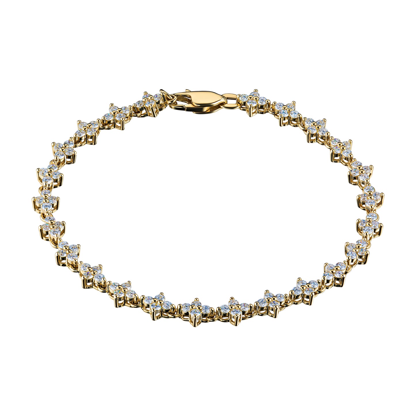 14K Yellow Gold Bracelet with Lab-Created Diamonds