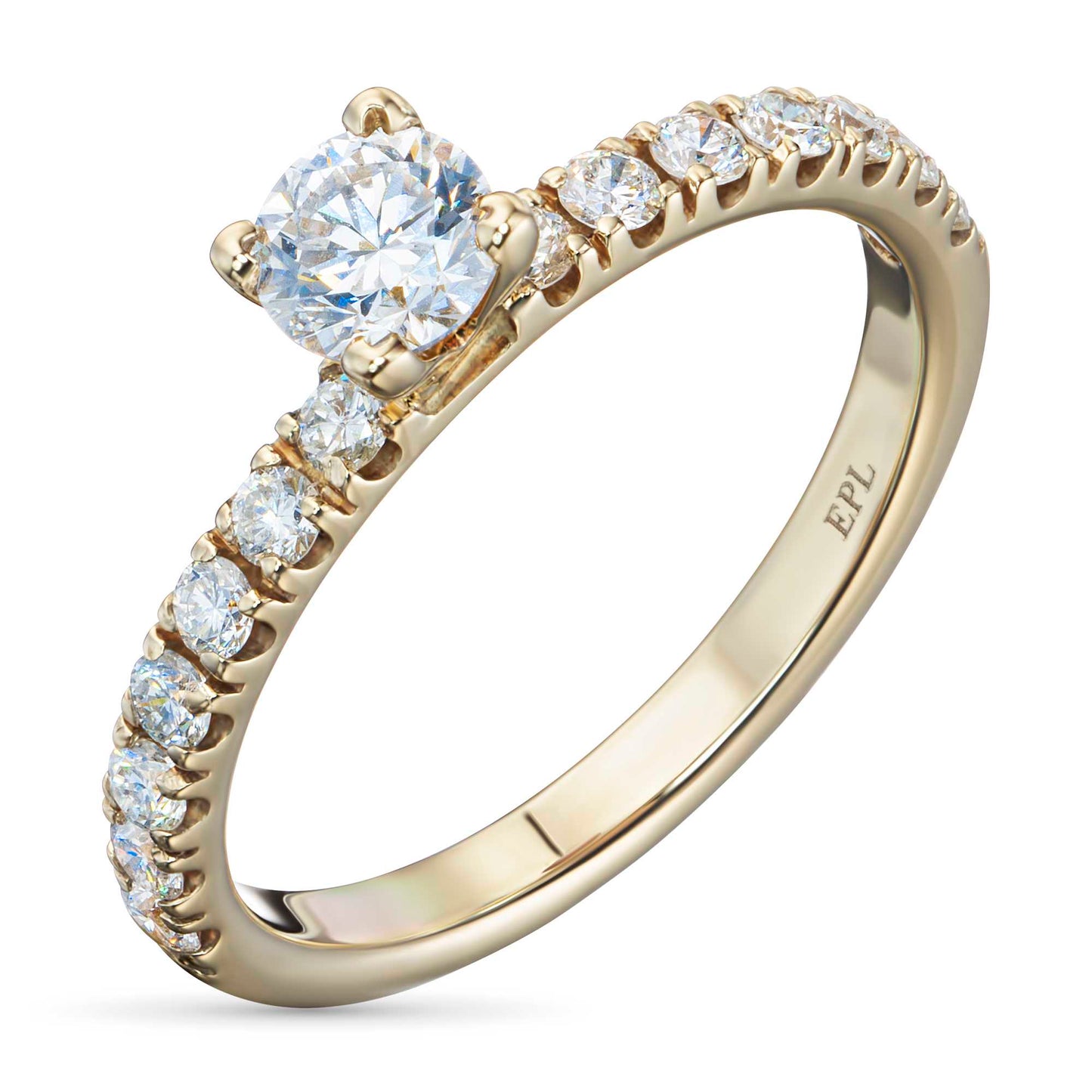 14K Yellow Gold Ring with Lab-Created Diamonds