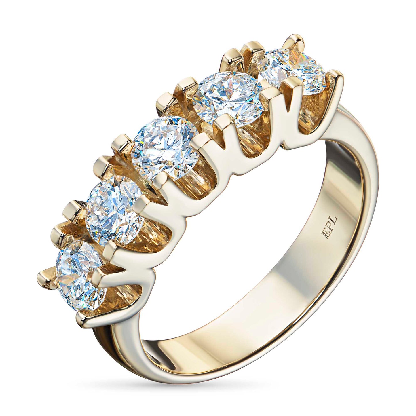 14K Yellow Gold Ring with Lab-Created Diamonds