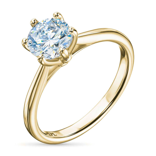 14K Yellow Gold Ring with Lab-Created Diamonds