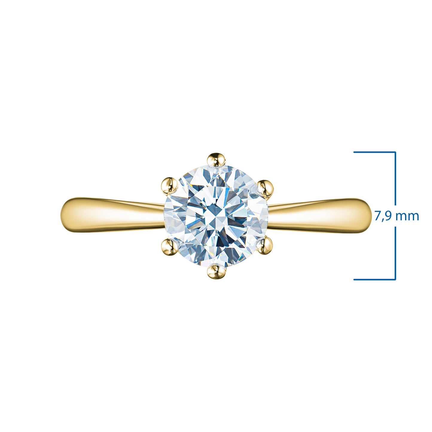 14K Yellow Gold Ring with Lab-Created Diamonds