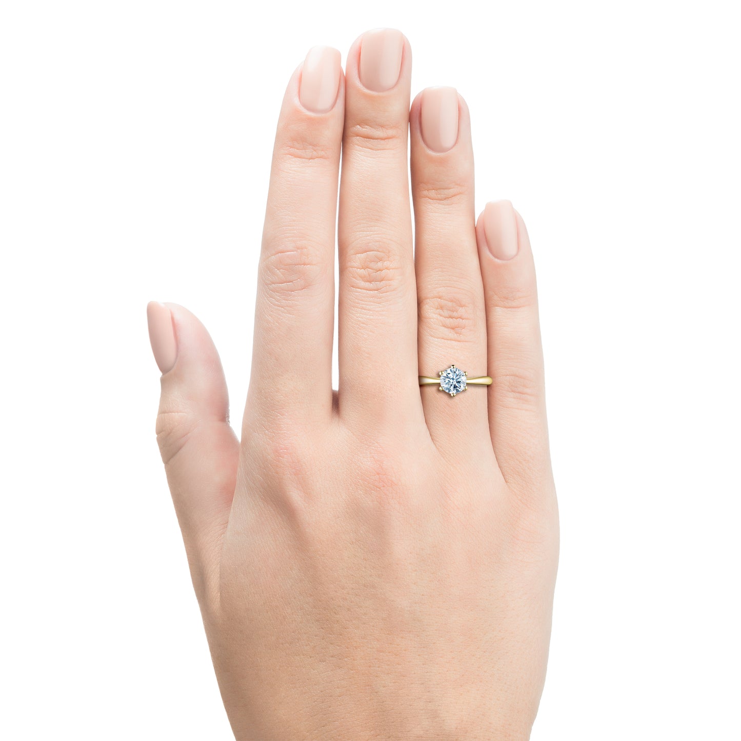 14K Yellow Gold Ring with Lab-Created Diamonds