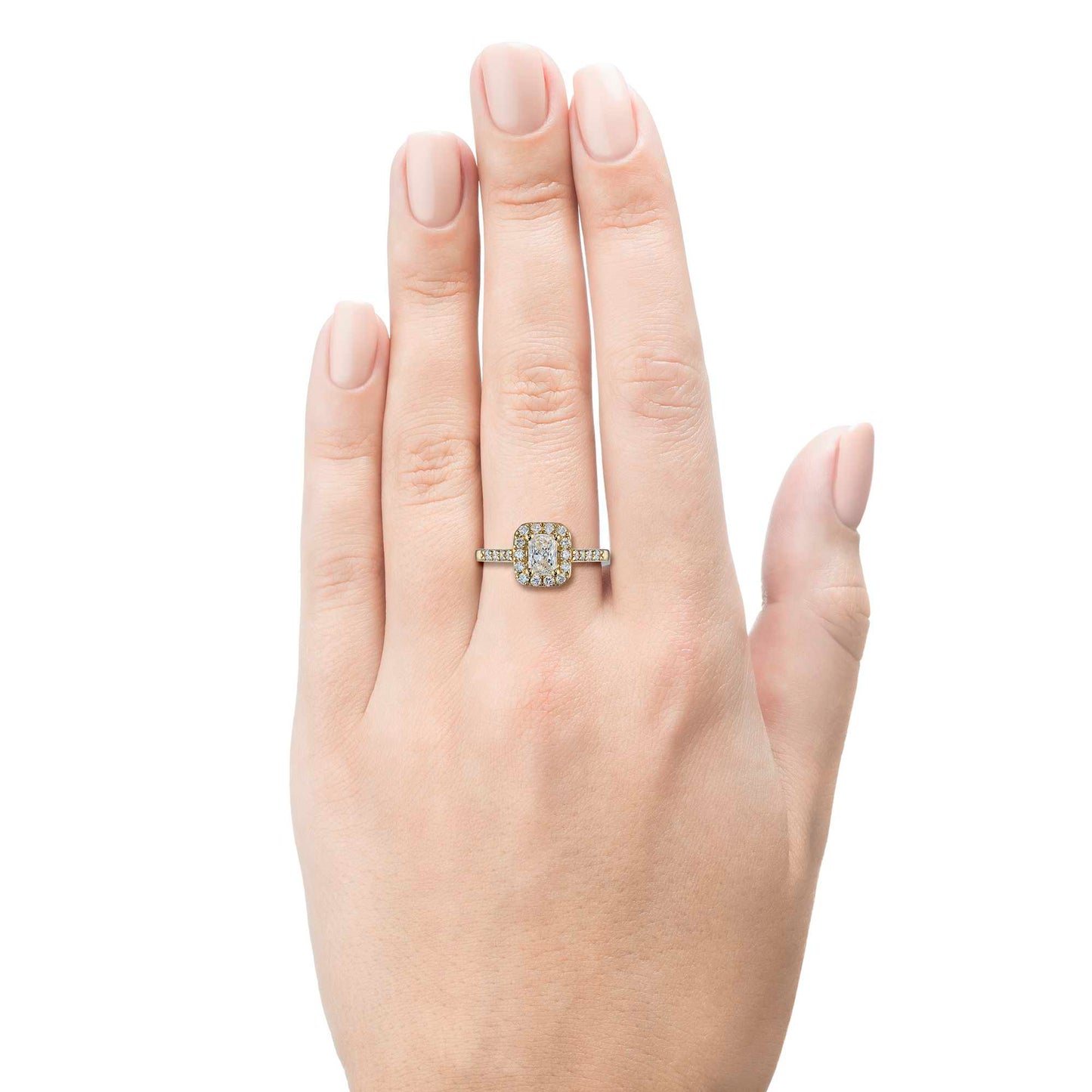 14K Yellow Gold Ring with Lab-Created Diamonds