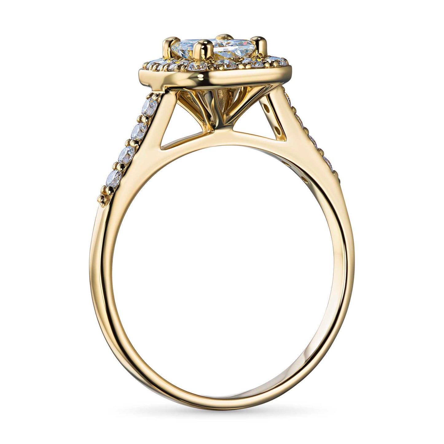 14K Yellow Gold Ring with Lab-Created Diamonds