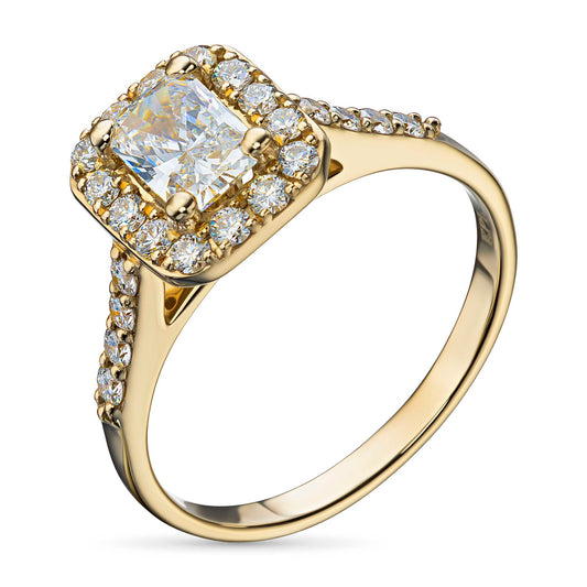 14K Yellow Gold Ring with Lab-Created Diamonds