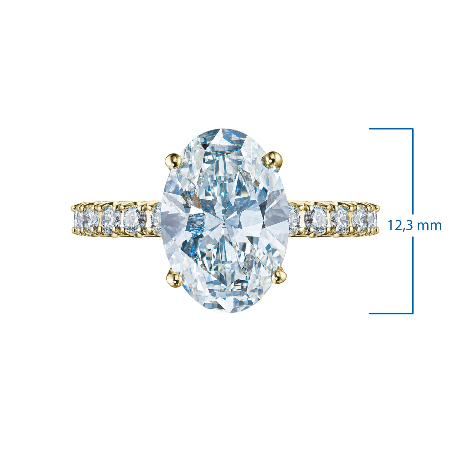 14K Yellow Gold Ring with Lab-Created Diamonds