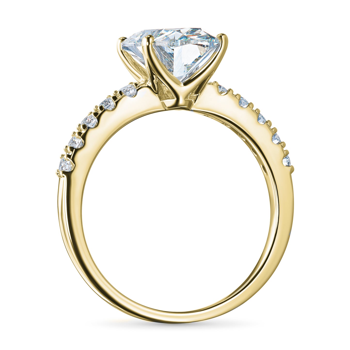 14K Yellow Gold Ring with Lab-Created Diamonds