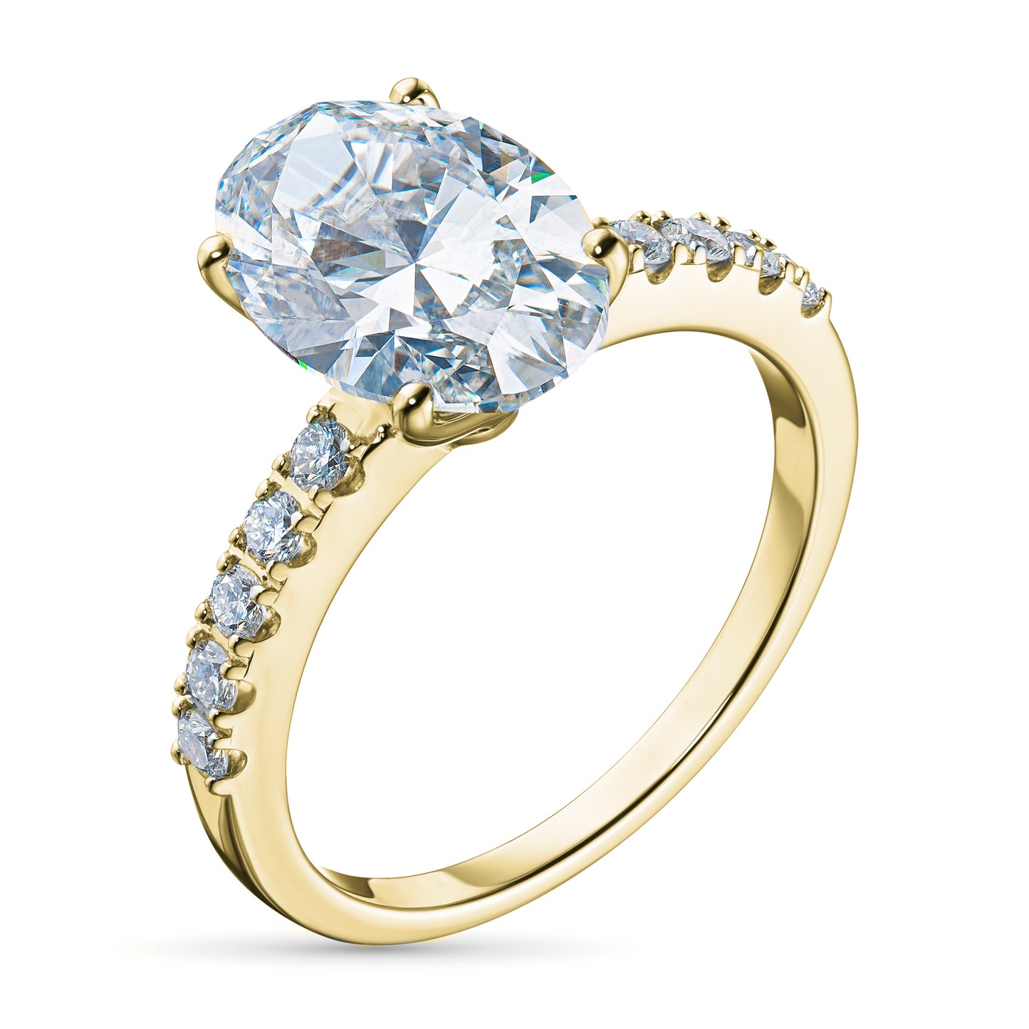14K Yellow Gold Ring with Lab-Created Diamonds