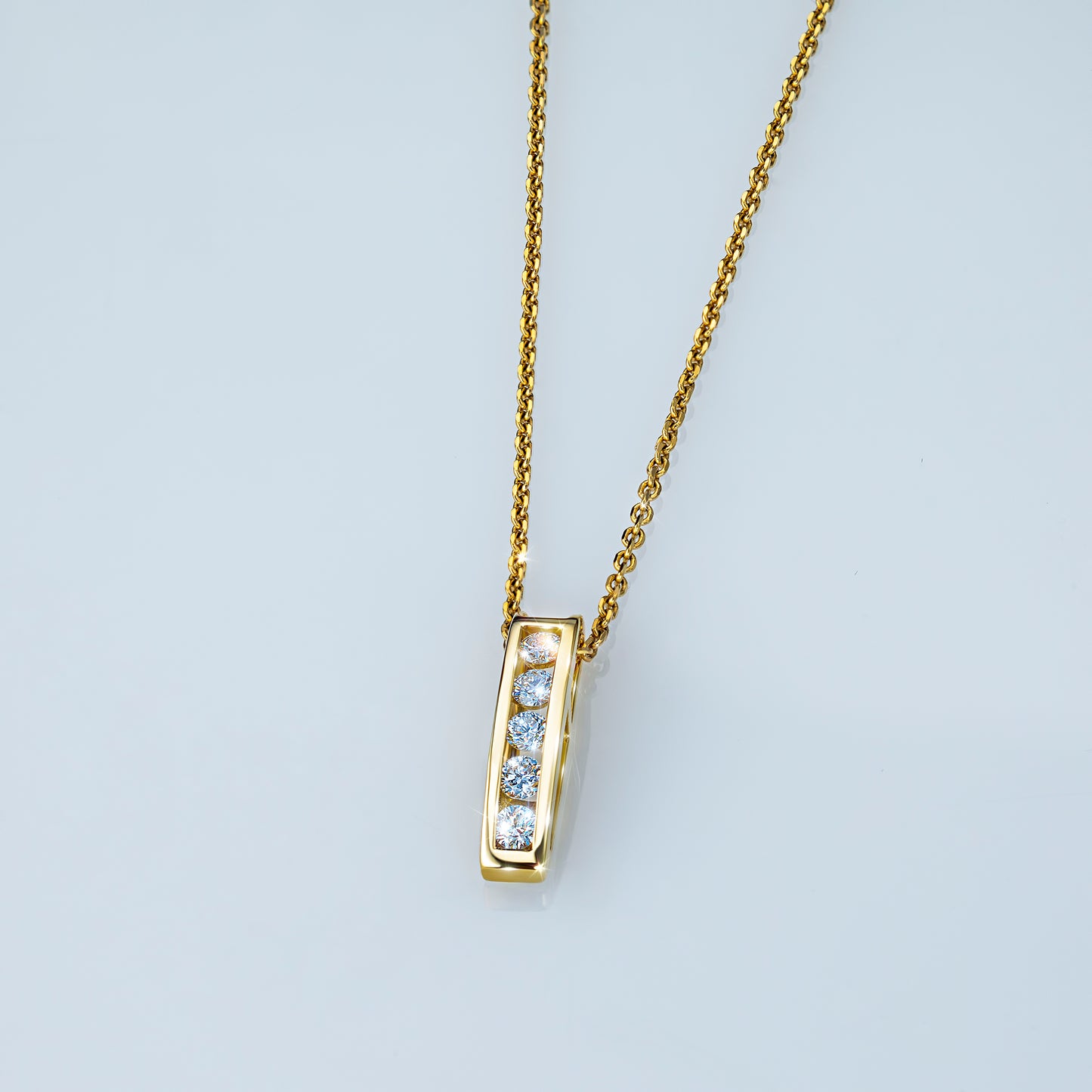 14K Yellow Gold Pendant with Lab-Created Diamonds