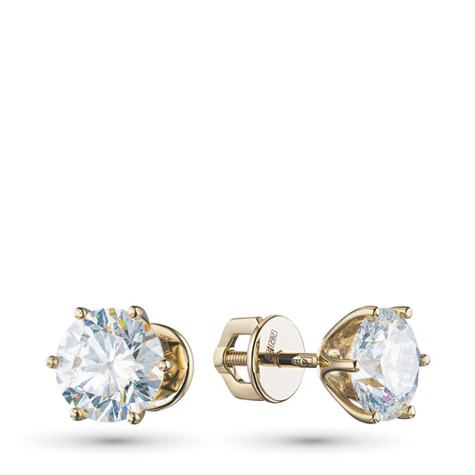 14K Yellow Gold Earring Studs with Lab-Created Diamonds