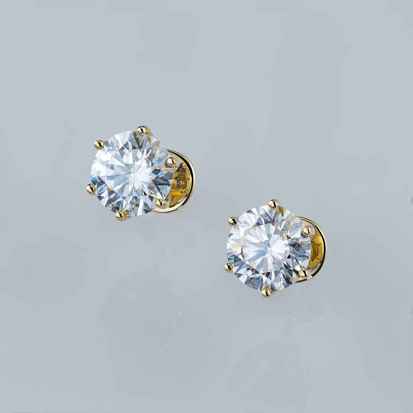 14K Yellow Gold Earring Studs with Lab-Created Diamonds