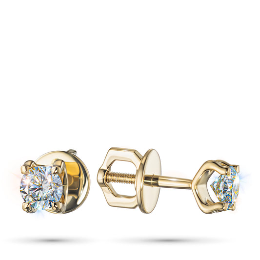 14K Yellow Gold Earring Studs with Lab-Created Diamonds