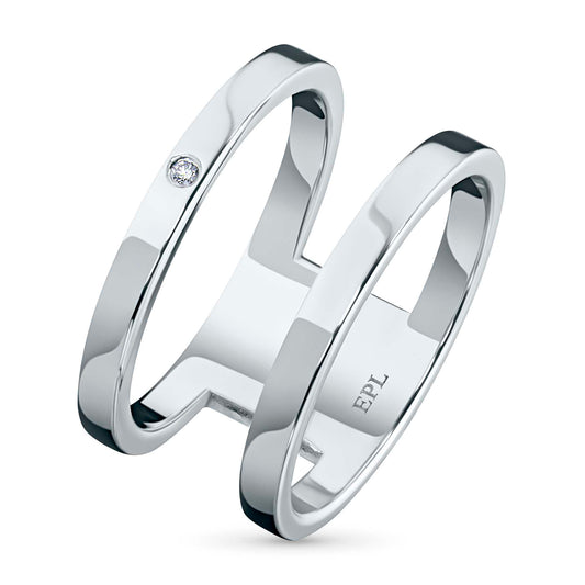 Sterling Silver Ring with Lab-Created Diamonds